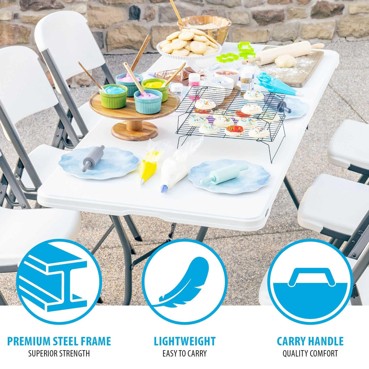 Lifetime 6-Foot Fold in Half Table, Light Commercial, White Granite Lifetime