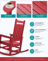 SERWALL Oversized Rocking Chair, Outdoor Rocking Chair Set for Adults, All Weather Resistant Porch Rocker for Lawn Garden, Red SERWALL