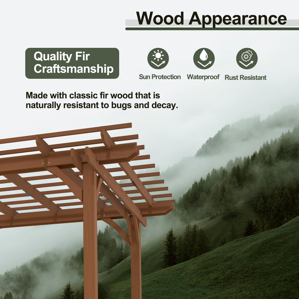 Jaxilyn 12x10 ft Wood Pergola,Outdoor Wood Gazebo Grape, Durable, Quality Supported Structure Entertaining Outdoor Wooden Pergola for Climbing Plant Support at Garden, Patio, Backyard, Deck, Brown Jaxilyn