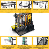 LCMWHOP Garden Tool Organizer - Heavy Duty Garage Storage and Organization with Wheels - Large Garden Tool Storage Holder for Lawn Yard Patio Shed,Garage Shovel Rack LCMWHOP