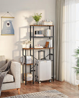 CHOEZON Over The Toilet Storage, 6-Tier Bathroom Organizer Shelf, Over-Toilet Storage Cabinet with Toilet Paper Hook, Space Saving, for Bathroom, Laundry, Entryway, Rustic Brown and Black TTS02BF CHOEZON