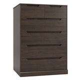 HOSTACK Modern 6 Drawer Dresser for Bedroom, Tall Chest of Drawers with Storage, Large Wood Storage Chest Organizer with Cut-Out Handle, Accent Storage Cabinet for Living Room, Hallway, Dark Brown HOSTACK