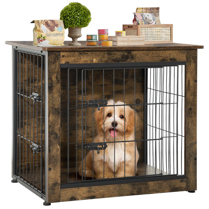 NicBex Dog Crate Furniture, 27.2" L Small Dog Crate, Dog Crates for Small Dogs, Furniture Dog Crate with Double Doors, Heavy Duty Dog Crate, Wooden Dog Kennel Indoor up to 30lb, Rustic Brown - WoodArtSupply