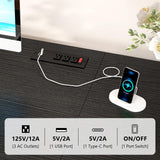 YOMILUVE 60 Inch Computer Desk with 8 Drawers, Home Office Desk with Power Outlets, Work Study Gaming Desk with 8 Fabric Drawers, Black YOMILUVE