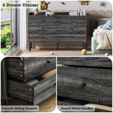 LYNSOM Dresser for Bedroom, 6 Drawer Grey Dresser with Wide Drawer and Metal Handles, Modern Dressers & Chests of Drawers for Hallway Entryway LYNSOM