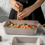 HVH 9x13 Baking Dish Set, Large Casserole Dishes for Oven, Ceramic Bakeware Set of 3, Baking Dishes for Casseroles 13 x 9, Rectangular Lasagne Pan Deep for Baking (Sand Color) HVH