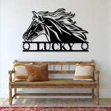 Personalized Horse Metal Wall Decor – Custom Stable Name Plaque for Barn, Rustic Western Farmhouse Accent, Unique Ranch Gift, Equestrian Gift Bosfori