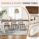 Tribesigns Farmhouse Dining Table for 6-8 People, 78.7-Inch Rectangular Wood Dining Table, Rustic Kitchen Table with Heavy Duty Metal Legs for Dining Room Tribesigns
