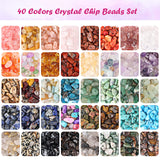 QUEFE 720pcs Crystal Chips Beads Ring Making Kit, 40 Colors Crystal Chips and Gemstone Beads for Jewelry Making Crystal Beads for Ring, Bracelets Earring Making Supplies, Craft Gifts QUEFE