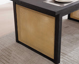 chairus Dining Table Black Wood, Rattan Legs - 20843 chairus