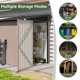 Breezestival 6'x4' Lean to Shed Galvanized Steel Storage Sheds with Side Door Waterproof Utility Shed with Sloped Roof for Mower, Bike, Garden Tools (Brown) Breezestival