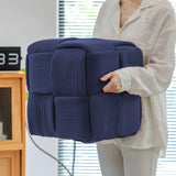 Cmishe Ottoman Foot Rest Soft and Comfortable Ottoman Square Corduroy Woven Design Sofa Stool (Blue) Cmishe