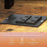 HOMCOM 61" Computer Desk with LED Lights, Power Outlets, and USB Ports, Gaming Desk with Storage Shelves, Monitor Stand, Fabric Drawers & Remote for Home Office Study, Rustic Brown HOMCOM