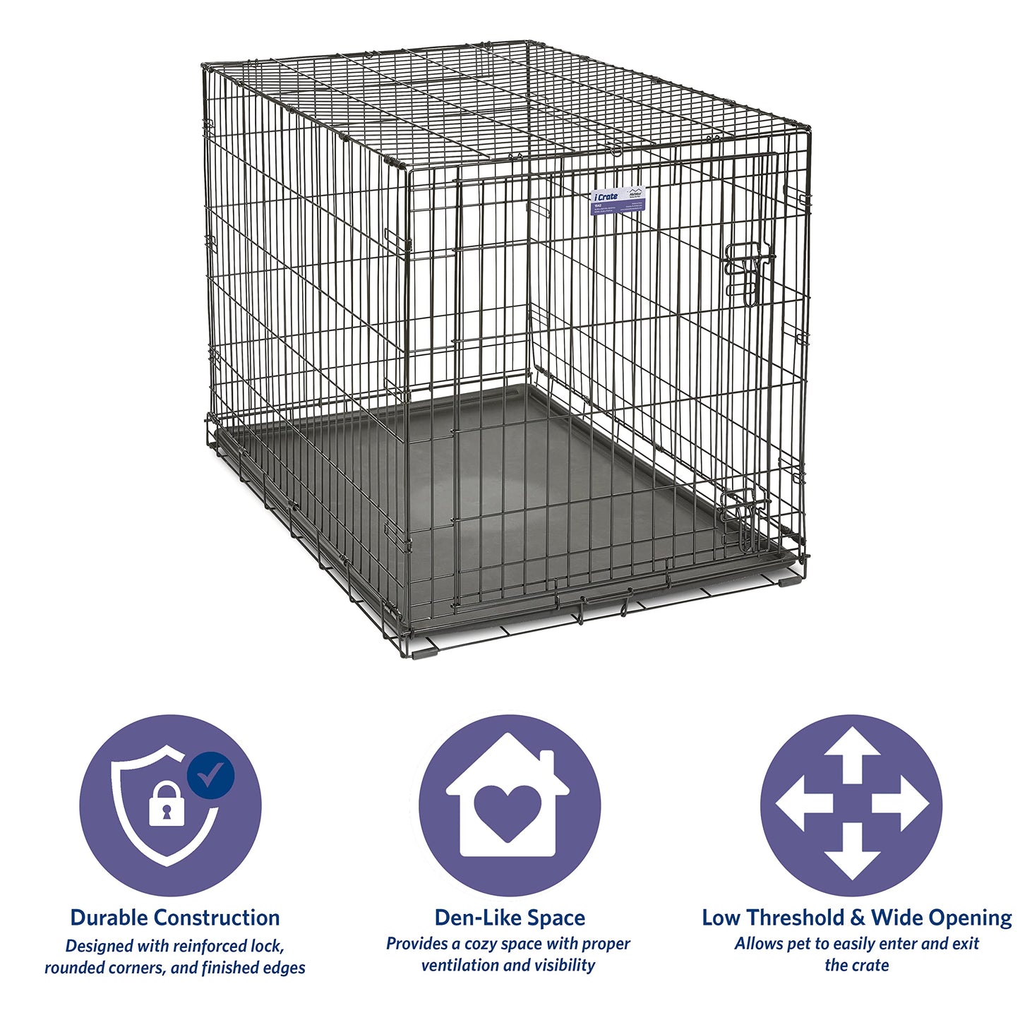 MidWest Homes for Pets Newly Enhanced Single Door iCrate Dog Crate, Includes Leak-Proof Pan, Floor Protecting Feet, Divider Panel & New Patented Features - WoodArtSupply