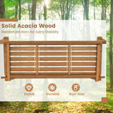 HAPPYGRILL 2-Person Acacia Wood Outdoor Porch Swing, Patio Swing Chair Patio Hanging Bench Chair with 800lb Weight Capacity and 8.2 ft Hanging Ropes HAPPYGRILL