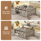 SEDETA 31.5" Lift Top Coffee Table with Storage, Square Coffee Table for Living Room, Farmhouse Coffee Table with Large Hidden Storage Compartment and Adjustable Shelves, Grey SEDETA