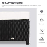 Outsunny 20" Patio Wicker Ottoman, Multipurpose Outdoor PE Rattan Footrest, Additional Seating, Side Table with Soft Cushion, Black, Cream White Outsunny