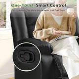 ANJ Black Recliner Chair Set of 2, with Overstuffed Arm and Back, Breathable Faux Leather Manual Reclining Chairs, Living Room Single Sofa Recliners ANJ