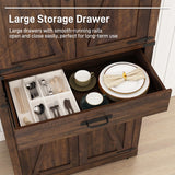 Hlivelood 72" Tall Farmhouse Kitchen Pantry Cabinet with Drawer, Rustic Wood Cupboard Storage Cabinet w/Organizer and 4 Barn Doors, Storage Cabinet for Kitchen, Dining Room, Living Room, Brown Hlivelood