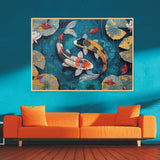 Fall Fish Puzzles for Adults 1000 Pieces, Autumn Nature Art Jigsaw Puzzles, Flower Lotus Pond Puzzles BBOLDIN