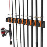 PLUSINNO V9 Vertical Fishing Rod Holders, Wall Mounted Fishing Pole Holders, Fishing Rod Rack Holds Up to 9 Rods or Combos, Fishing Rod Holders for Garage, Fits Most Rods of Diameter 3-19mm PLUSINNO