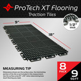 Caliber ProTech XT Garage Flooring and Trailer Deck Traction Tiles, 9” x 18” Interlocking Tiles, Black, 8-Pack Caliber