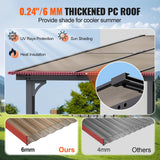 VEVOR Lean to Gazebo for Patio, 10' x 14' Hard Top Gazebo with Aluminum Frame, Wall Mounted & Freestanding Pergola, UV Resistant Polycarbonate Roof, Outdoor Patio Awnings for Deck, Garden and Backyard VEVOR