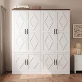 ModernMate Armoire Wardrobe Closet, 72" Tall Wood Cabinets with 4 Doors, Clothing Storage Closet Wardrobe with Adjustable Shelves, Hanging Rod, White Cabinet for Dressing Bedroom Living-Room ModernMate