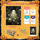 cviokrdu Halloween Paint by Numbers Kit for Adults - Ghost Adult Paint by Number Kits Without Frame, DIY Ghost Oil Painting for Gift Home Wall Decor (16x20inch) cviokrdu