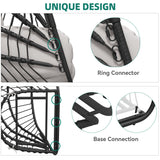 YITAHOME Hanging Egg Chair with Stand, Rattan Wicker Swing Egg Chair with Resistant Cushion, 300lbs Capacity, Foldable Hanging Basket Chair for Porch, Garden, Bedroom, Balcony - Grey YITAHOME