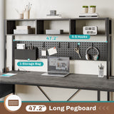 SEDETA L Shaped Desk, 94.5 Inch Home Office Desk with Power Outlet & Pegboard, L Shaped Gaming Desk with LED Light, Keyboard Tray, Storage Shelves and Headphone Hook for Home Office, Grey SEDETA