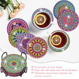 Billbotk Diamond Painting Coasters Kit, 8 Pieces Mandala Diamond Art Coasters with Holder, DIY Diamond Mandala Coasters for Beginners Billbotk