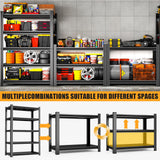Leariso 4-Tier Heavy Duty Metal Garage Shelving Units, Adjustable & Detachable Storage Shelves, Industrial Steel Rack Shelf for Garage Storage, Tools, & Equipment (Black-63.00H*39.37W, 15.75D-4Tier) Leariso
