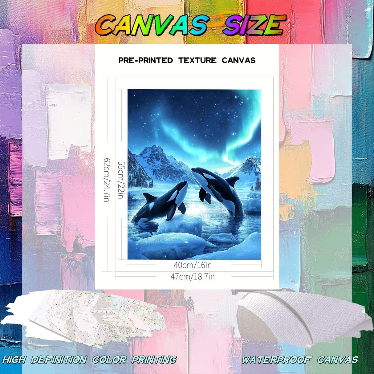 Killer Whale Paint by Numbers Kit for Adults Beginner, Aurora Paint by Numbers kit with Brushes and Acrylic, DIY Arts and Crafts for Adults Women for Home Decor, Gifts 16x22 in (No frame) X-585 XXDBBDUS