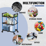 WORKPRO 3-Tier Collapsible Service Cart, 210 LBS Foldable Utility Service Cart with Wheels, Portable Tool Cart for Garage, Warehouse, Home, Restaurant, Office (No Assembly Required) WORKPRO