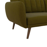 Novogratz Brittany Sofa Futon, Premium Linen Upholstery and Wooden Legs, Green Linen Novogratz