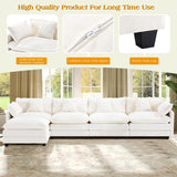 149.2" Modular Sectional Sofa,L Shaped Couch for Living Room,Modern Deep Seat Sofa 4 Seater Chenille Fabric Comfy Cloud Couches with Throw Pillows & Movable Ottoman Hanherry