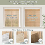 Cordless Bamboo Roman Shades, Natural Woven Blinds with 6 Inches High Valance, Custom Room Darkening Privacy Lined Sun Shade for Indoor Windows, Doors, Color 5 AOZORA