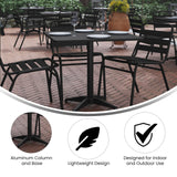Flash Furniture Mellie 31.5'' Square Aluminum Indoor-Outdoor Table with Base, Black Flash Furniture