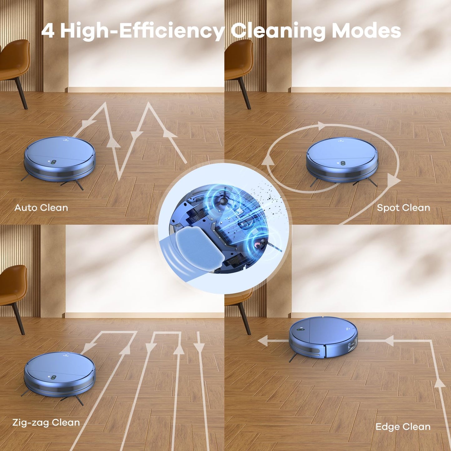 ZCWA Robot Vacuum and Mop Combo, 2 in 1 Mopping Robotic Vacuum with WiFi/App, Robotic Vacuum Cleaner, Schedule Settings, Self-Charging, Ideal for Hard Floor, Pet Hair and Low Pile Carpet