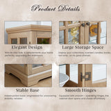 Eyisean Lighted Display Curio Cabinet 69" H China Cabinet with 4 Glass Doors, 6 Shelves, Freestanding Glass Display Cage Wine Cabinet Storage Rack for Bar and Liquor Storage (Oak) Eyisean