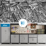 FLIXELIO Garage Storage Cabinets System 5PCS Workshop Set with Drawers Locking Heavy Duty Rolling Cart with Adjustable Shelves Garage Tool Workbench Cabinets (5 PCS-2) FLIXELIO