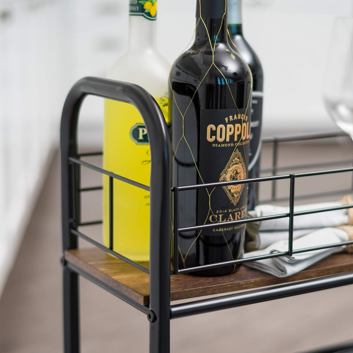 IRIS USA Slim Wood and Metal Rolling Storage Cart, Brown IRIS