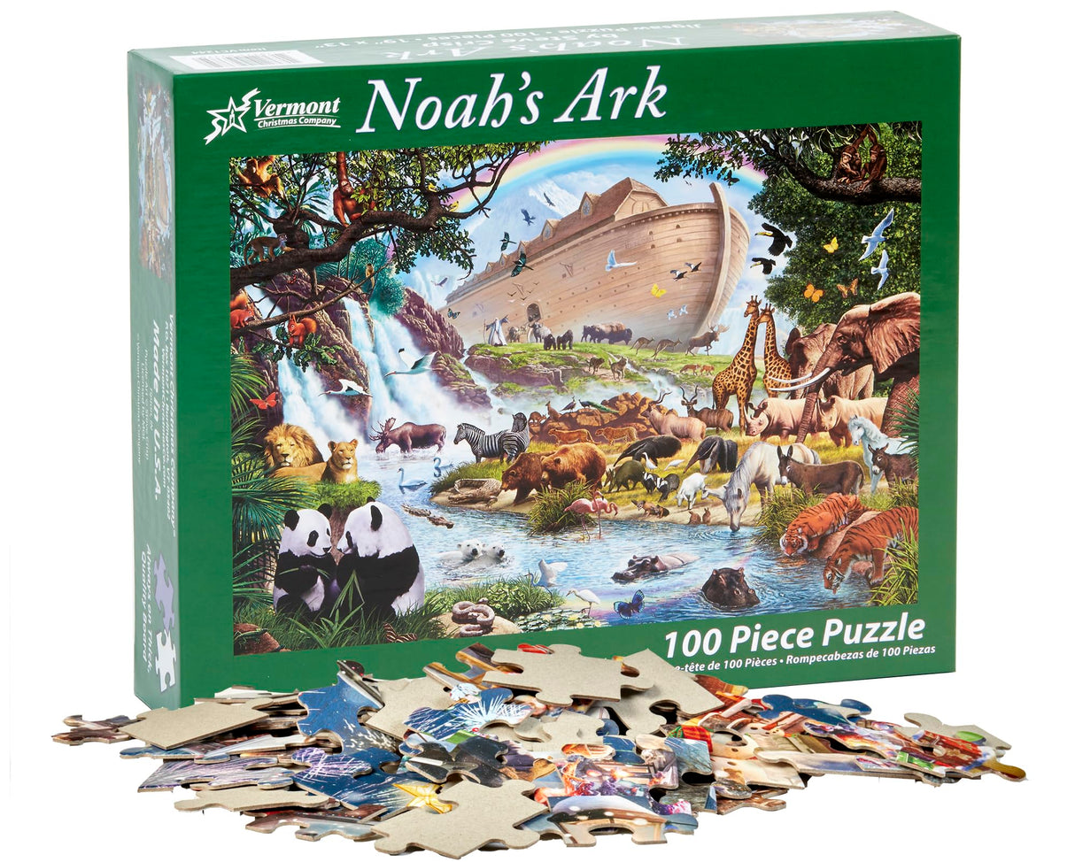 Vermont Christmas Company Noah's Ark Jigsaw Puzzle 100 Piece, Large Pieces Perfect for Kids and Seniors Vermont Christmas Company