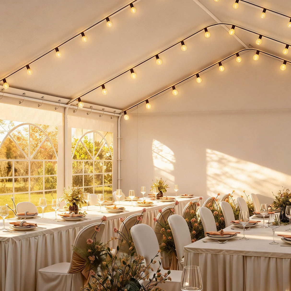 DWVO 40x20FT Heavy Duty Party Tent Outdoor Large Wedding Event Shelters Upgraded Galvanized Canopy with White Roof Removable Sidewalls, White DWVO