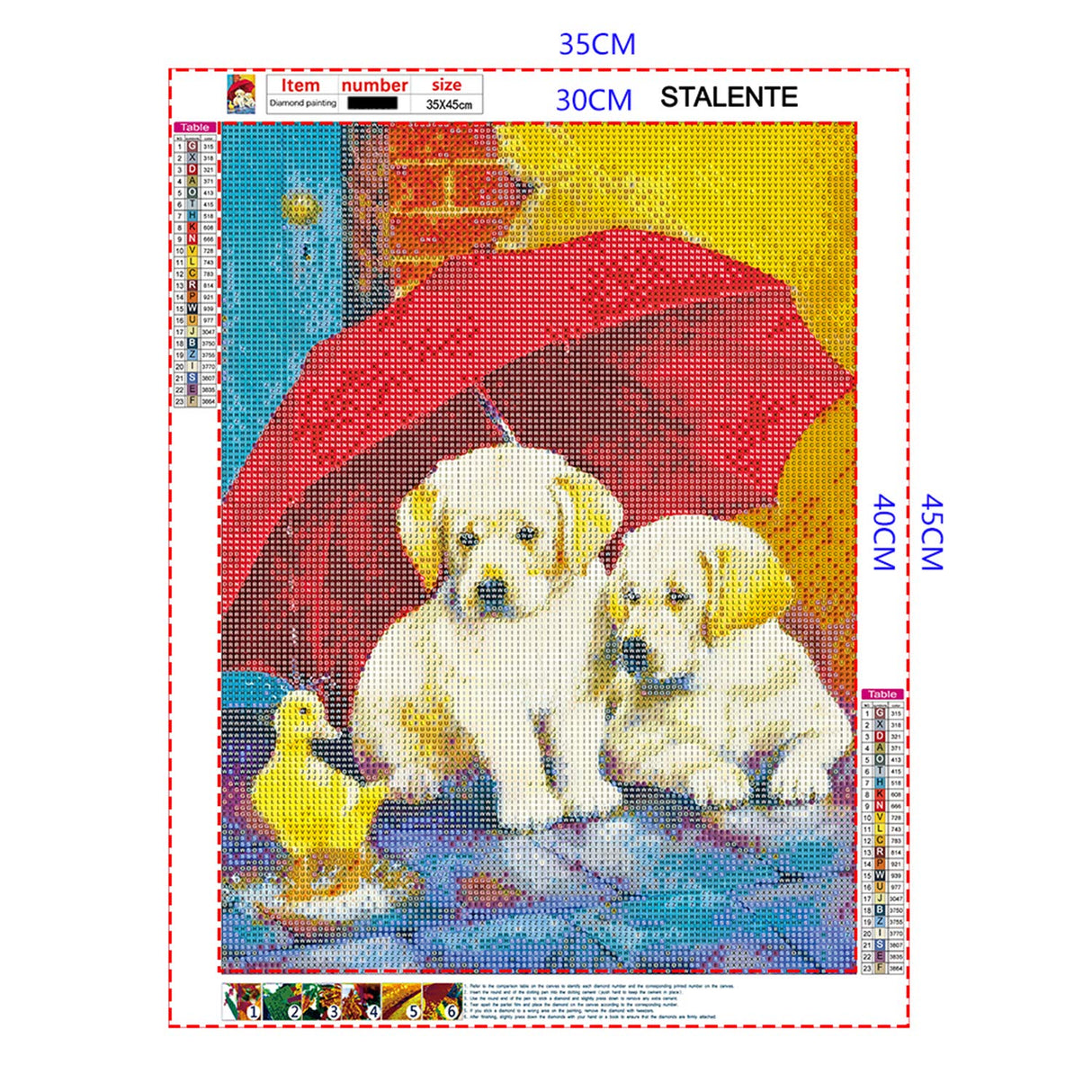 Stalente Diamond Painting Kits for Adults, Diamond Painting Dog, Diamond Art Animal, DIY 5D Round Full Drill Diamond Art Dog and Duck Craft for Home Decor 13.7X17.7in, Umbrella Stalente