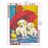 Stalente Diamond Painting Kits for Adults, Diamond Painting Dog, Diamond Art Animal, DIY 5D Round Full Drill Diamond Art Dog and Duck Craft for Home Decor 13.7X17.7in, Umbrella Stalente