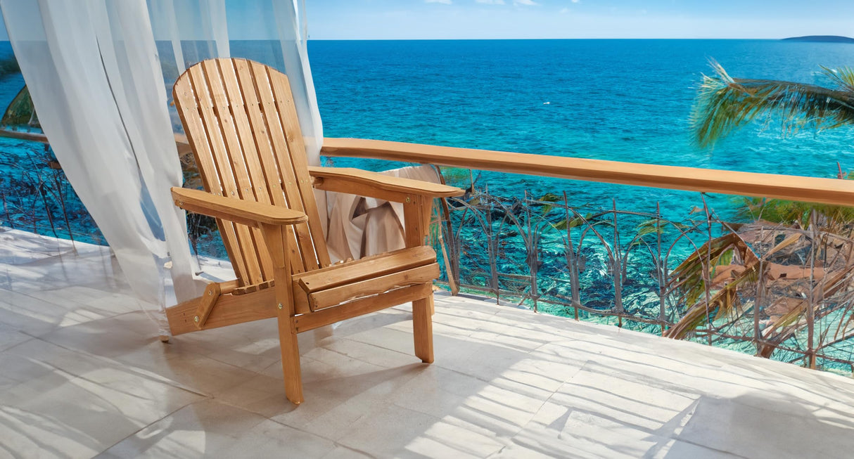 BTEXPERT Outdoor Wooden Folding Adirondack Chair Assembled Backrest, for Patio Lounge Lawn Garden Backyard Deck Fire Pit Pool Beach 350lb Weight Capacity BTEXPERT