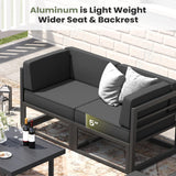 VONZOY 11 Piece Aluminum Patio Furniture Set with Waterproof Cover & 5" Thick Cushions, Aluminum Outdoor Sectional Conversation Set with Coffee Table Ottoman for Porch, Backyard(Grey/Grey) VONZOY