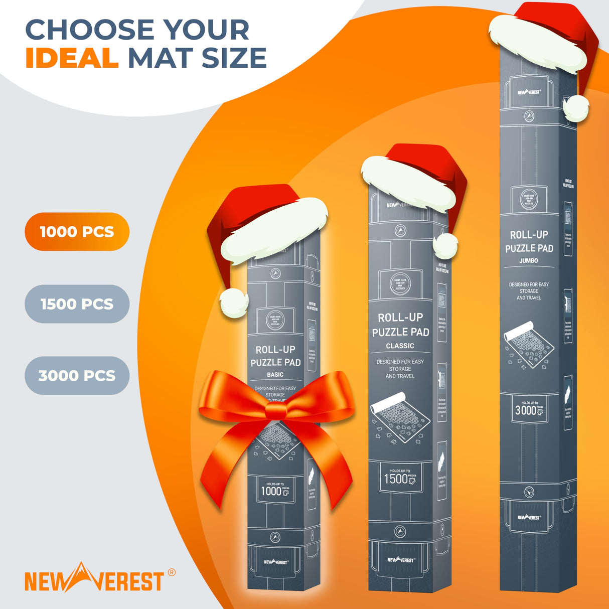 Newverest Jigsaw Puzzle Mat Roll Up, Saver Pad 39.4” x 23.6” Portable Keeper Up to 1000 Pieces with Non-Slip Rubber Bottom and Polyester Top + 3 Puzzle Sorting Trays, Travel-Friendly Storage Bag Newverest